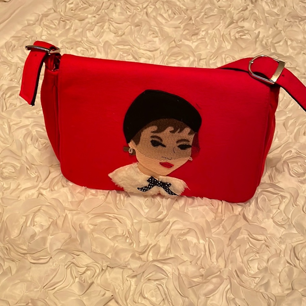 Red wool Stachel purse